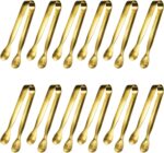 JCREN 12 Pcs Serving Tongs, Small Serving Utensils for Parties Catering Gold Ton... - Image 2