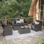 JOIVI 4 Piece Outdoor Patio Furniture Set, All-Weather Wicker Patio Conversation... - Image 2