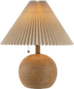 JONATHAN Y 17.25" Brown Wood Finish Sphere Table Lamp, Mid-Century Bedside Night... - Image 2