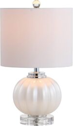 JONATHAN Y 17.5" White/Chrome Glass Table Lamp, Modern Crystal Bedside Lamp for ... - Image 2