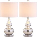 JONATHAN Y 20.5" Mercury Silver Glass Table Lamp, Modern Gourd Bedside Nightstan... - Image 2