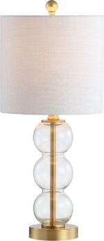JONATHAN Y 21" Clear/Brass Gold Glass Table Lamp for Bedroom and Living Room, Wh... - Image 2