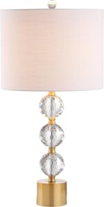JONATHAN Y 25.25" Clear and Brass Gold Crystal Table Lamp, Modern Glam Faceted O... - Image 2