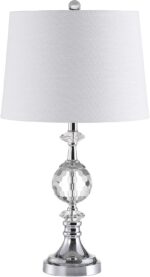 JONATHAN Y 25.5" Clear Crystal and Chrome Table Lamp, Glam Faceted Sphere Bedsid... - Image 2