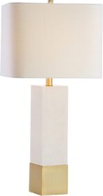 JONATHAN Y 29" Brass Gold/White Metal and Marble Table Lamp, Contemporary Transi... - Image 2