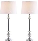 JONATHAN Y 33" Crystal and Chrome LED Table Lamp Set of 2, Contemporary Clear Me... - Image 2