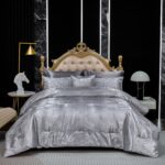 Jacquard King Comforter Set with Sheet Set Grey Bedding Set 8 Pcs Embroidery Neo... - Image 2