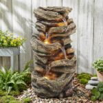 Jocoevol 32" High Outdoor Water Fountain, 5-Tiers Cascading Rock Waterfall Fount... - Image 2