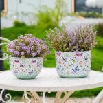 Joint Honglin Butterfly & Bee Metal Planters Set of 2 – Decorative Flower Pots w... - Image 2