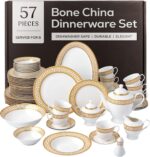 Joseph Sedgh Collection 57-Piece Bone China Dinnerware Set, Service for 8, White... - Image 2