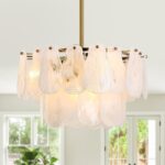 KELUOLY Modern Gold Chandeliers, 17.7" Luxury Cloud Glass Light Fixture, 2-Layer... - Image 2
