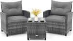 KOTEK 3 Piece Patio Furniture Set, Outdoor PE Rattan Conversation Set with Washa... - Image 2