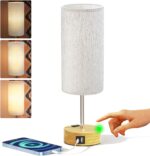 KPQ Small Bedside Lamp Touch Control Table Lamp with USB A+C Charging Ports & AC... - Image 2