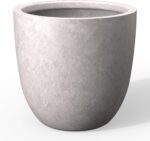 Kante 18 Inch Dia Round Concrete Planter, Indoor Outdoor Large Plant Pot with Dr... - Image 2