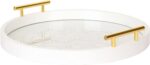 Kate and Laurel Caspen Round Cut Out Pattern Decorative Tray with Gold Metal Han... - Image 2
