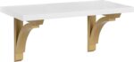 Kate and Laurel Corblynd Wall Shelf, White and Gold, 18", Glam Home Decor and Sp... - Image 2