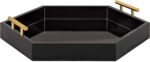 Kate and Laurel Lipton Modern Hexagon Decorative Tray, 18" x 18", Black with Gol... - Image 2