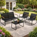 Kozyard 4-Piece Outdoor Patio Furniture Set with Textilene Chairs, Metal Convers... - Image 2