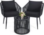 Kromax 3 Pieces Patio Rattan Bistro Conversation Set, Outdoor All-Weather Wicker... - Image 2