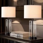 Kyrid 23.5'' Glass Table Lamp Set of 2 for Living Room with USB Ports and AC Out... - Image 2