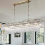 L46.9 Luxury Copper Rectangle Crystals Chandelier for Dining Room Glass Oblong R... - Image 2