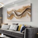LAVIKARS Abstract Fluid Gold Wave Wall Art for Bedroom Canvas Oil Painting Print... - Image 2