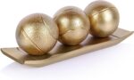 LCCCK Decorative Tray with Balls Set, Gold Decor Orbs TV Stand, Coffee Table Cen... - Image 2