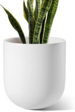 LE TAUCI 10 Inch Plant Pot, Ceramic Pots for Plants with Drainage Hole and Rubbe... - Image 2