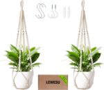 LEWESU Macrame Plant Hanger Indoor Set of 2 with 4 Hooks, Indoor Outdoor Hanging... - Image 2