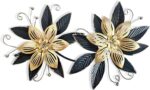 LIFFY Black Wall Decor,15" 3D Multi-layer Metal Flowers Wall Decor, Rustic Moder... - Image 2