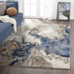 LUXE WEAVERS Marble Swirl Abstract Area Rug, Blue 8x10 - Image 2