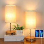 Lakumu Set of 2 Table Lamps with 2 USB Ports, Modern Bedside, Desk Lamps with Pu... - Image 2