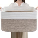 Large Blanket Basket,Woven Rope Basket Storage Bin with Handles,65L Rectangle La... - Image 2