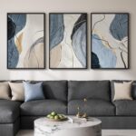 Large Framed Abstract Wall Art for Living Room, Set of 3 Modern Canvas Artwork f... - Image 2