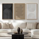 Large Framed Boho Modern Neutral Abstract Wall Art for Living Room, 3 Piece Blac... - Image 2
