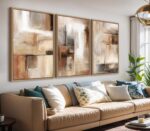 Large Framed Canvas Wall Art - Natural Float Framed Brown Abstract Picturtes for... - Image 2