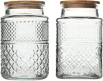 Large Glass Storage Jar, 2 Pack 60 FL OZ Glass Food Storage Containers with Bamb... - Image 2