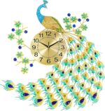 Large Peacock Wall Clock 26 Inch, 3D Metal Design Non-Ticking Silent Art Wall Cl... - Image 2