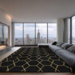 Large Rugs for Living Room, 8x10 Black Fluffy Bedroom Area Rug, Shag Geometric S... - Image 2