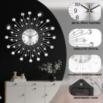 Large Wall Clock for Living Room Decor Non-Ticking Quiet Metal Quartz Clocks Mod... - Image 2