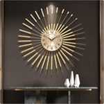 Large Wall Clocks for Living Room Decor 24 Inch Gold Starburst Wall Clock, Silen... - Image 2