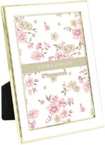 Laura Ashley 5x7 White Enamel Picture Frame, Gold Metal Edge with Easel, for Cou... - Image 2