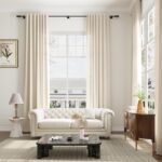 Linen Curtains 132 Inches Long for High Living Room Beige Extra Long Back Tab Cu... - Image 2