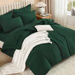 Litanika King Size Comforter Set Dark Emerald Green - 7 Pieces Bed in a Bag King... - Image 2