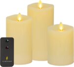 Luminara Realistic Flameless LED Set of 3 Ivory Pillar Candles, Home Safe Moving... - Image 2