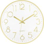Lumuasky Gold Wall Clock 12 Inch Silent Non-Ticking Battery Operated Round Moder... - Image 2