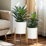 LuxenHome Planters for Indoor Plants, Set of 2 Indoor Plant Pots, White Planter ... - Image 2