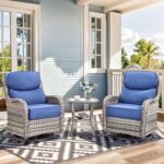 Luxury High Back Outdoor Swivel Rocker Patio Chairs with Side Table & 6-Inch Thi... - Image 2