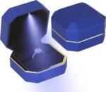Luxury LED Jewelry Ring Box, Velvet Ring Gift Box Storage Case Organizer Holder ... - Image 2