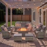 Luxury Patio Furniture Set with Fire Pit Table-10 Pieces All Weather Outdoor Swi... - Image 2